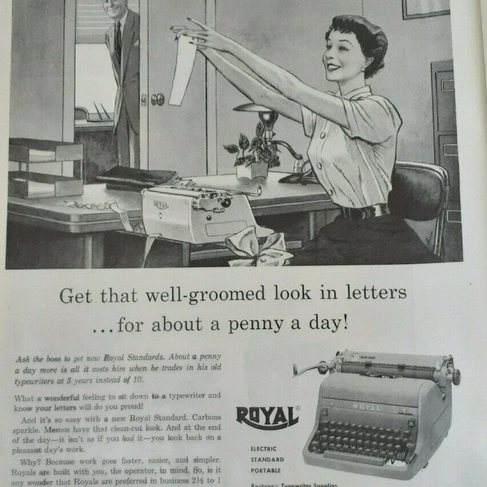 1954 Royal Typewriter Standard Portable Print Ad